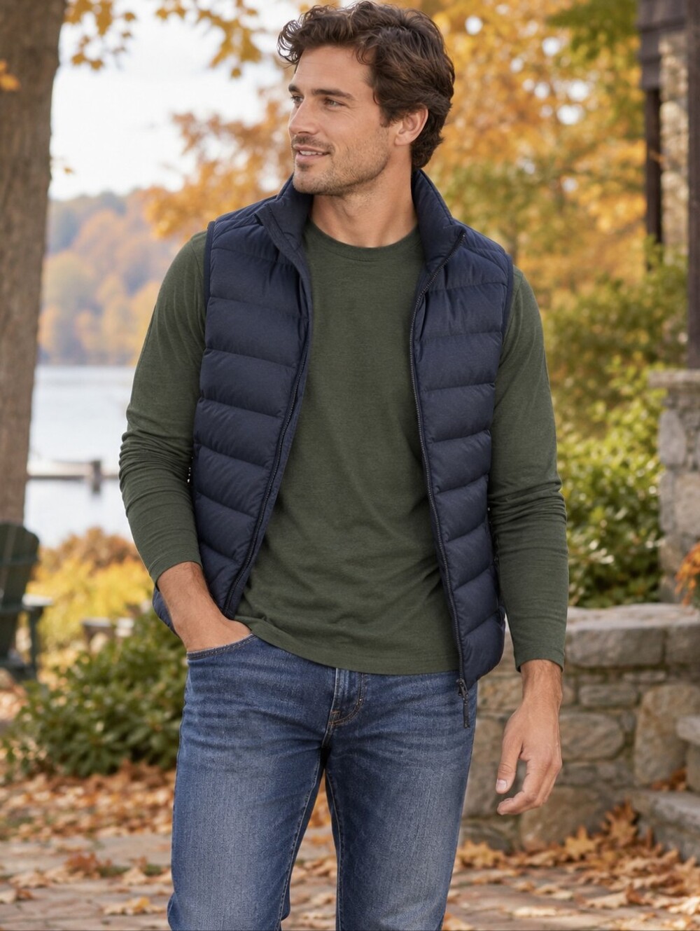 Apt. 9 Premier Flex Long Sleeve Crewneck Tee in Green Casual Minimalist Men's S